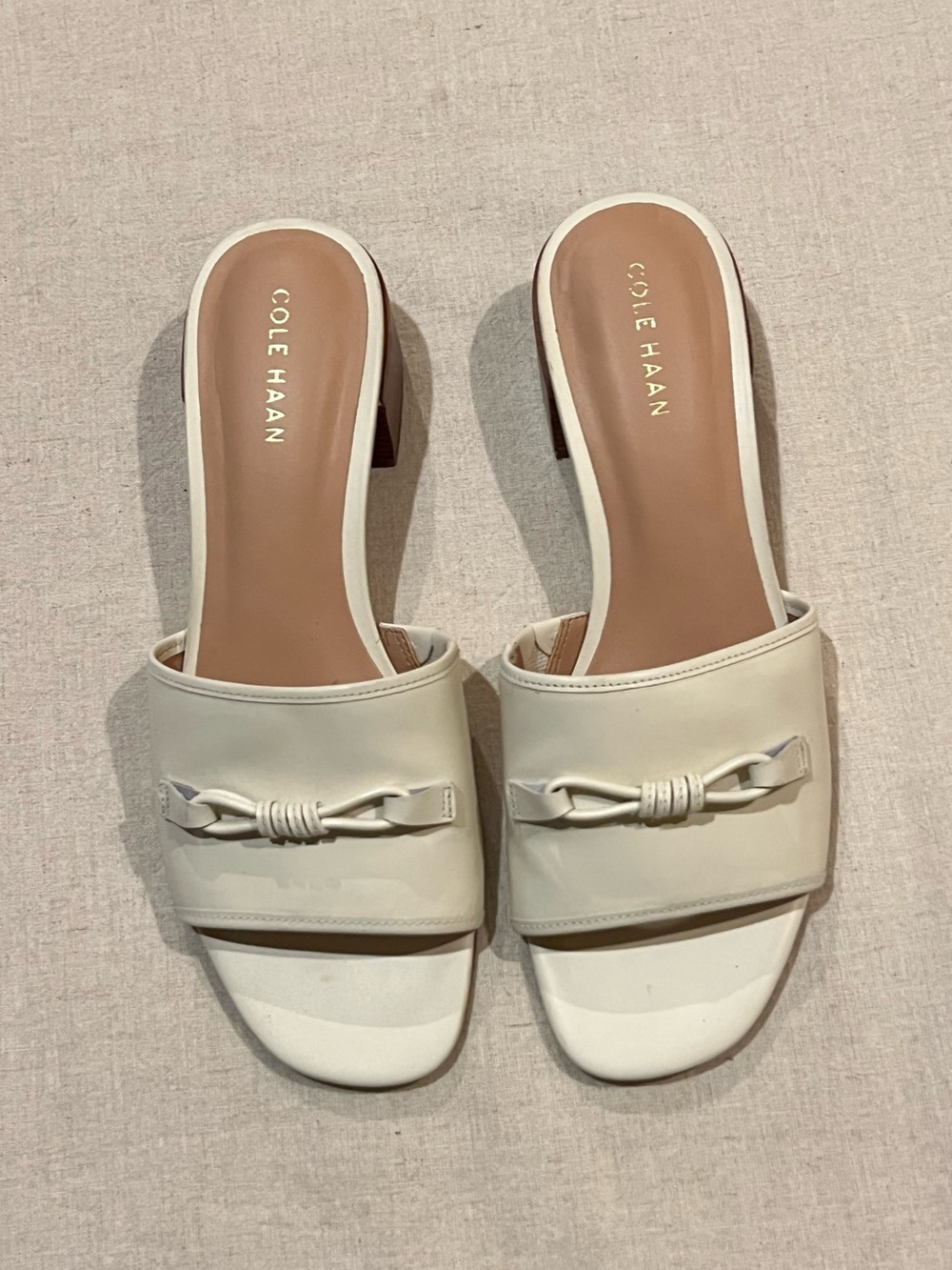Cole Haan Cailyn Bow Slide Sandal - Ivory Leather - Women's 8B